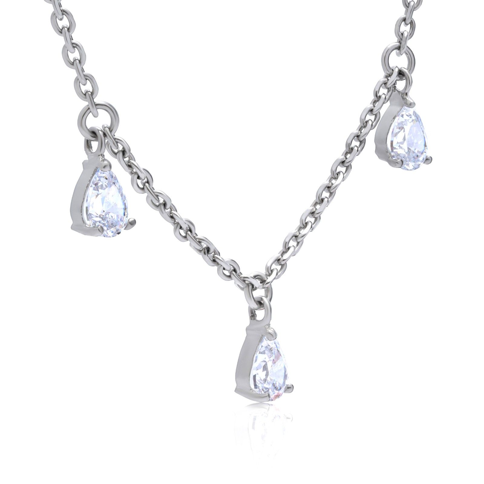 925 Sterling Silver Teardrop Dangling Necklace