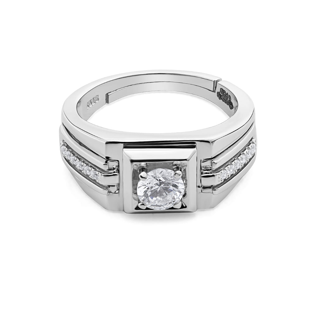 Reegalia Regal Radiance 925 Silver Men’s Adjustable Ring