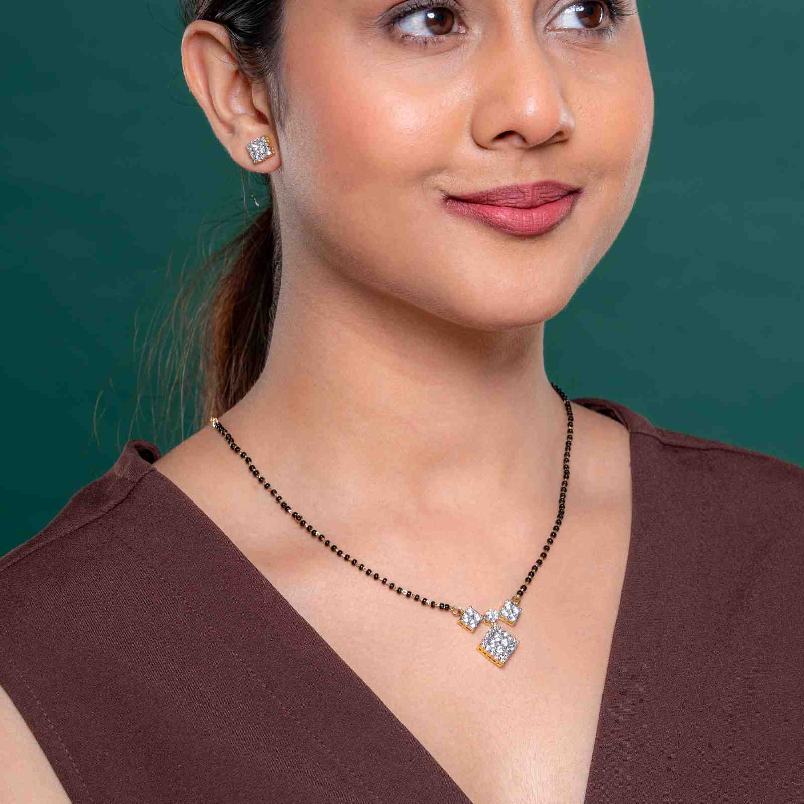 Women’s 925 Sterling Silver Mangalsutra  Earring Set