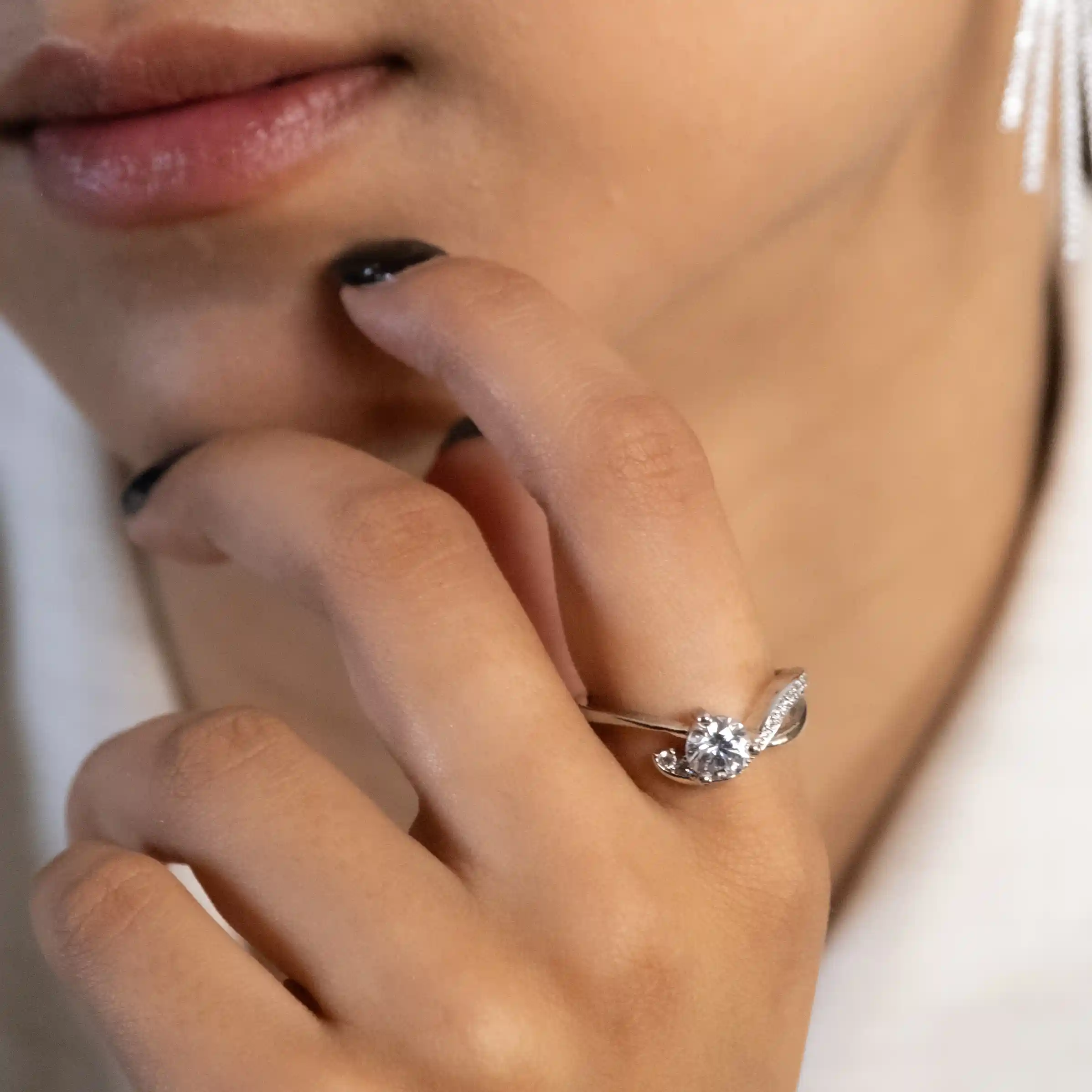 Reegalia Celeste Twist 925 Silver Solitaire Ring