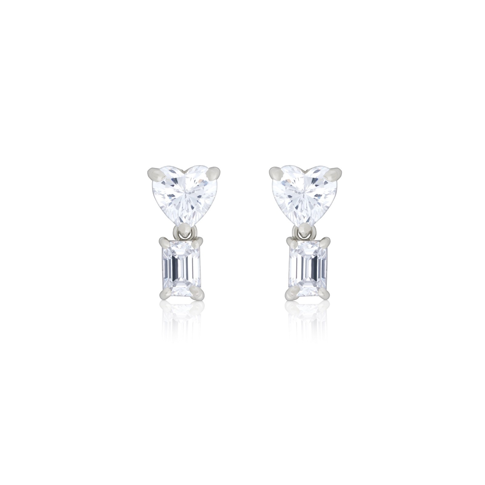 925 Sterling Silver Heart & Baguette Mangalsutra with Matching Earrings