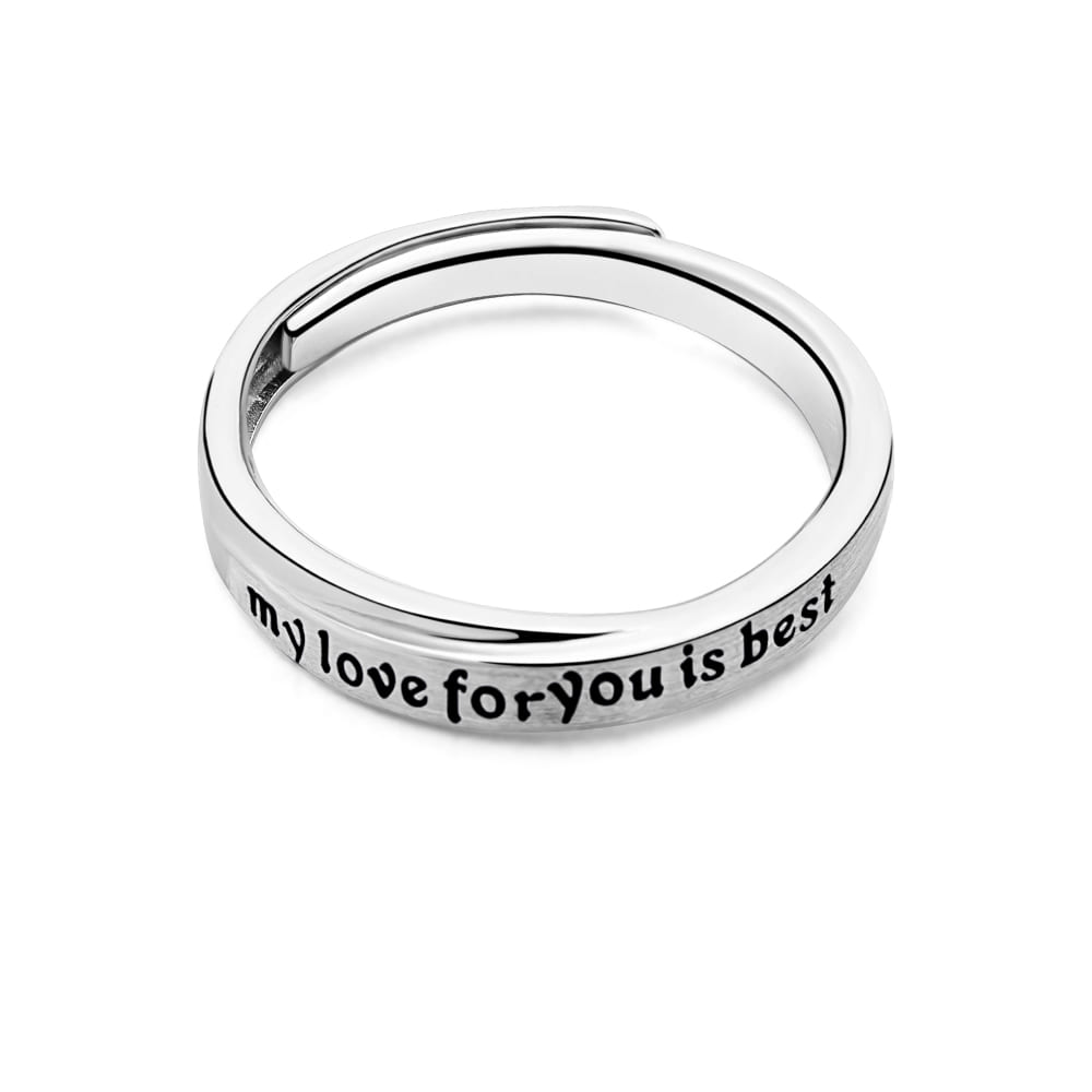 Reegalia “Beyond Words” 925 Silver Adjustable Engraved Love Ring