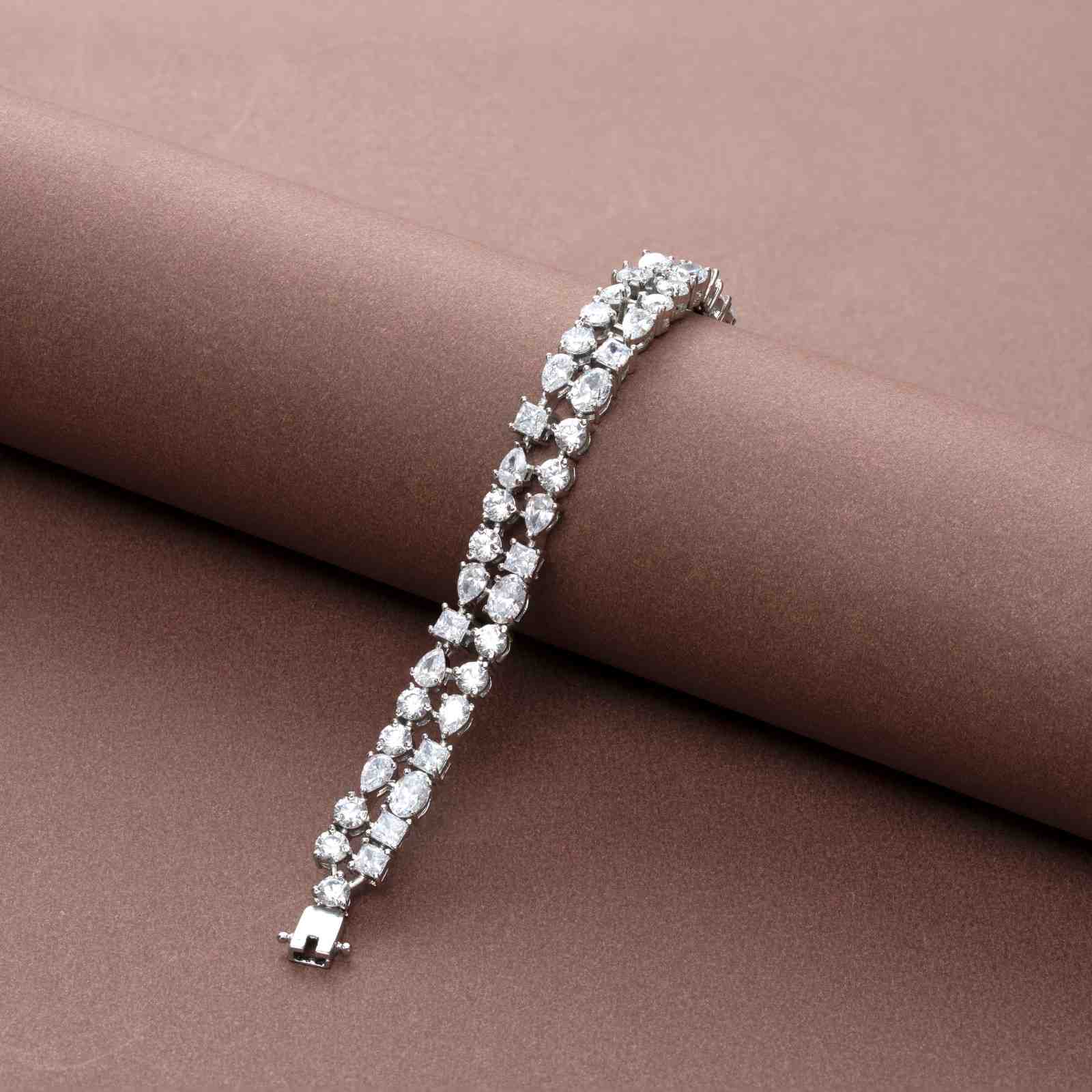 925 Sterling Silver Double Row CZ Tennis Bracelet