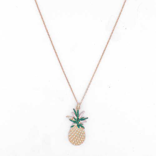 Reegalia Pineapple Bliss Chain Pendant – 925 Silver with Gold Finish