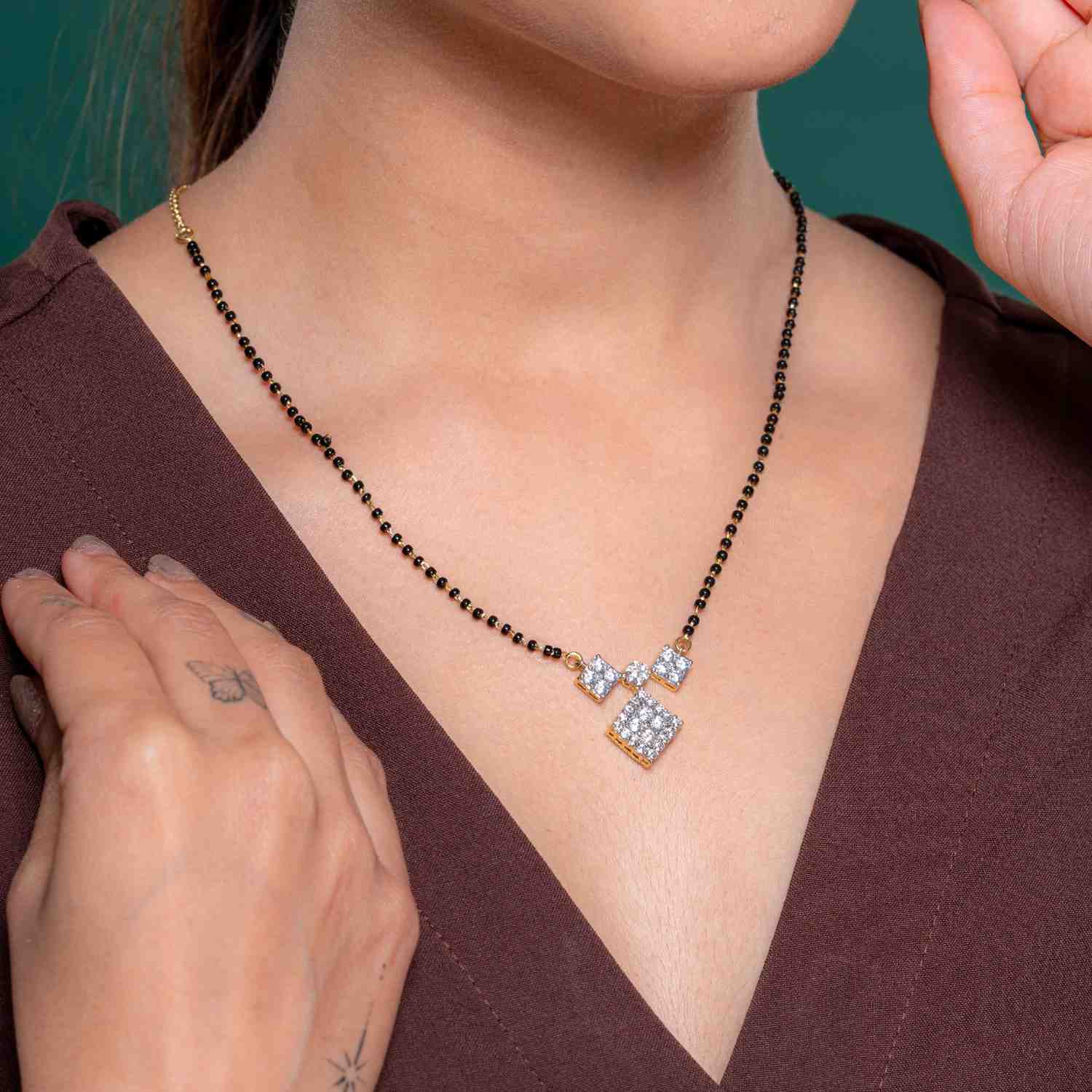 Women’s 925 Sterling Silver Mangalsutra  Earring Set