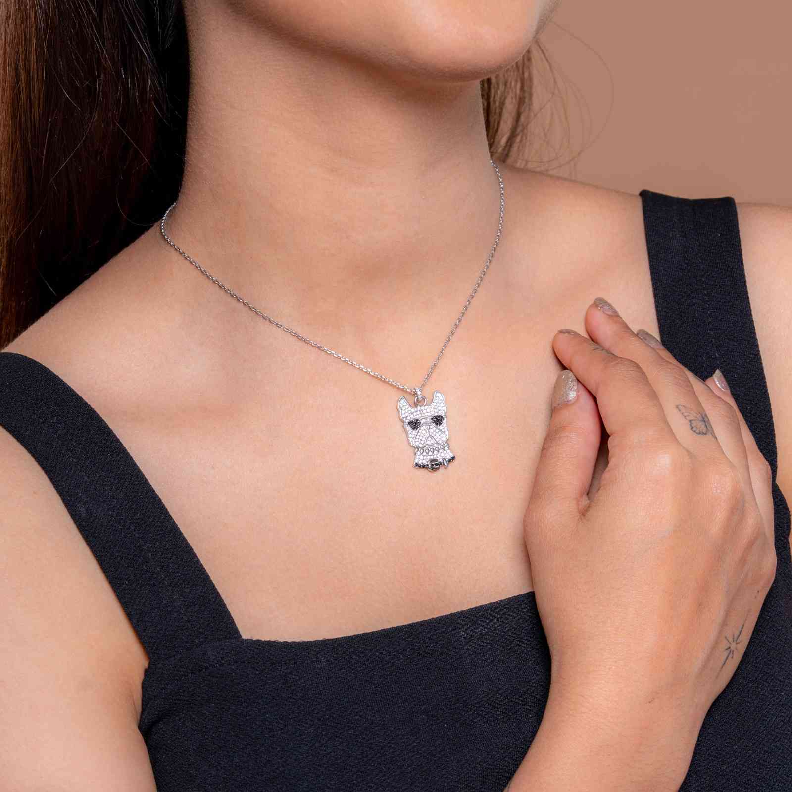 925 Sterling Silver Dog Face Pendant Necklace