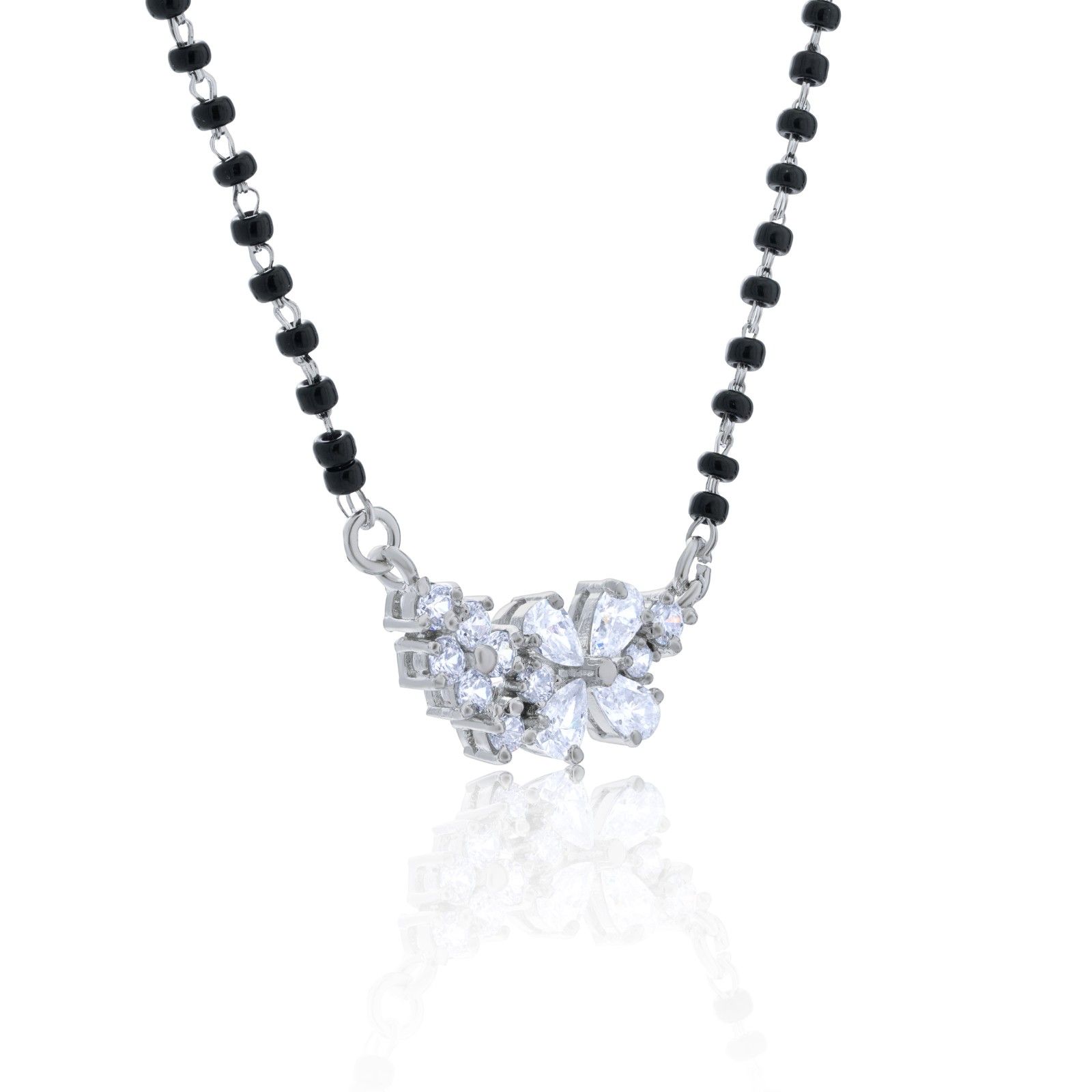 Reegalia Floral Sparkle 925 Sterling Silver Mangalsutra Set