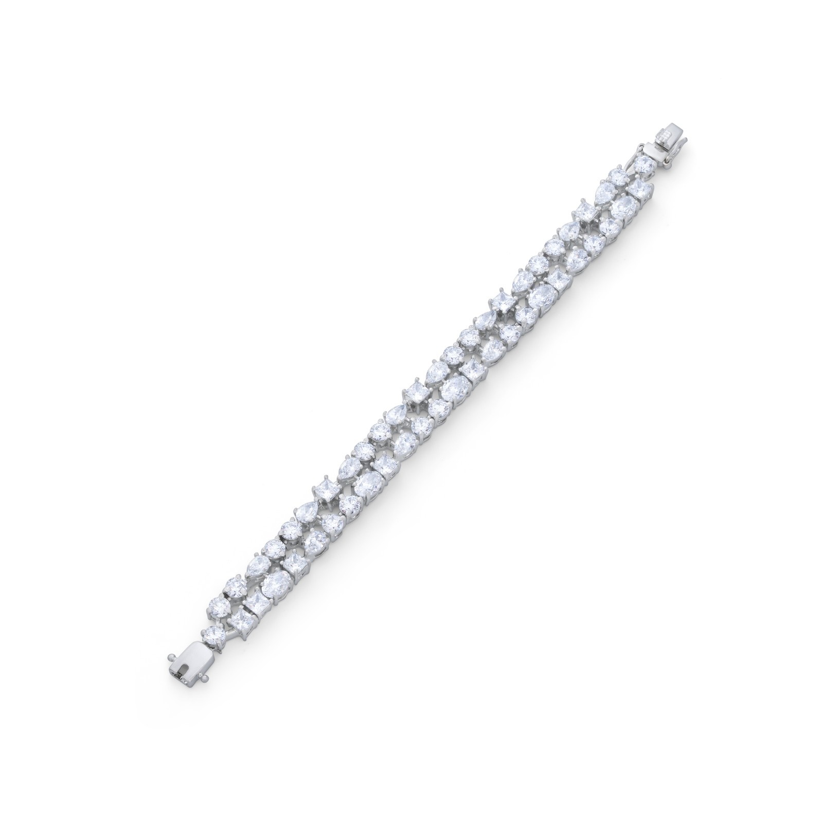 925 Sterling Silver Double Row CZ Tennis Bracelet